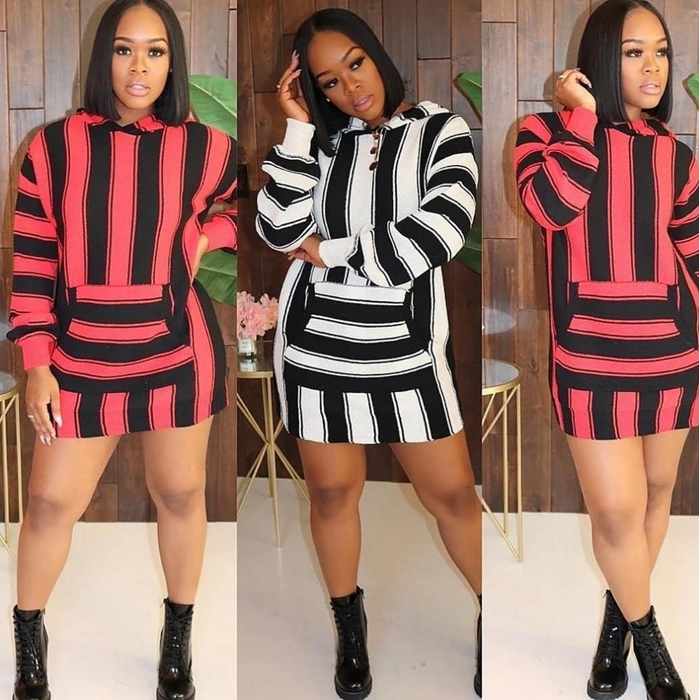 Red and black hoodie dress